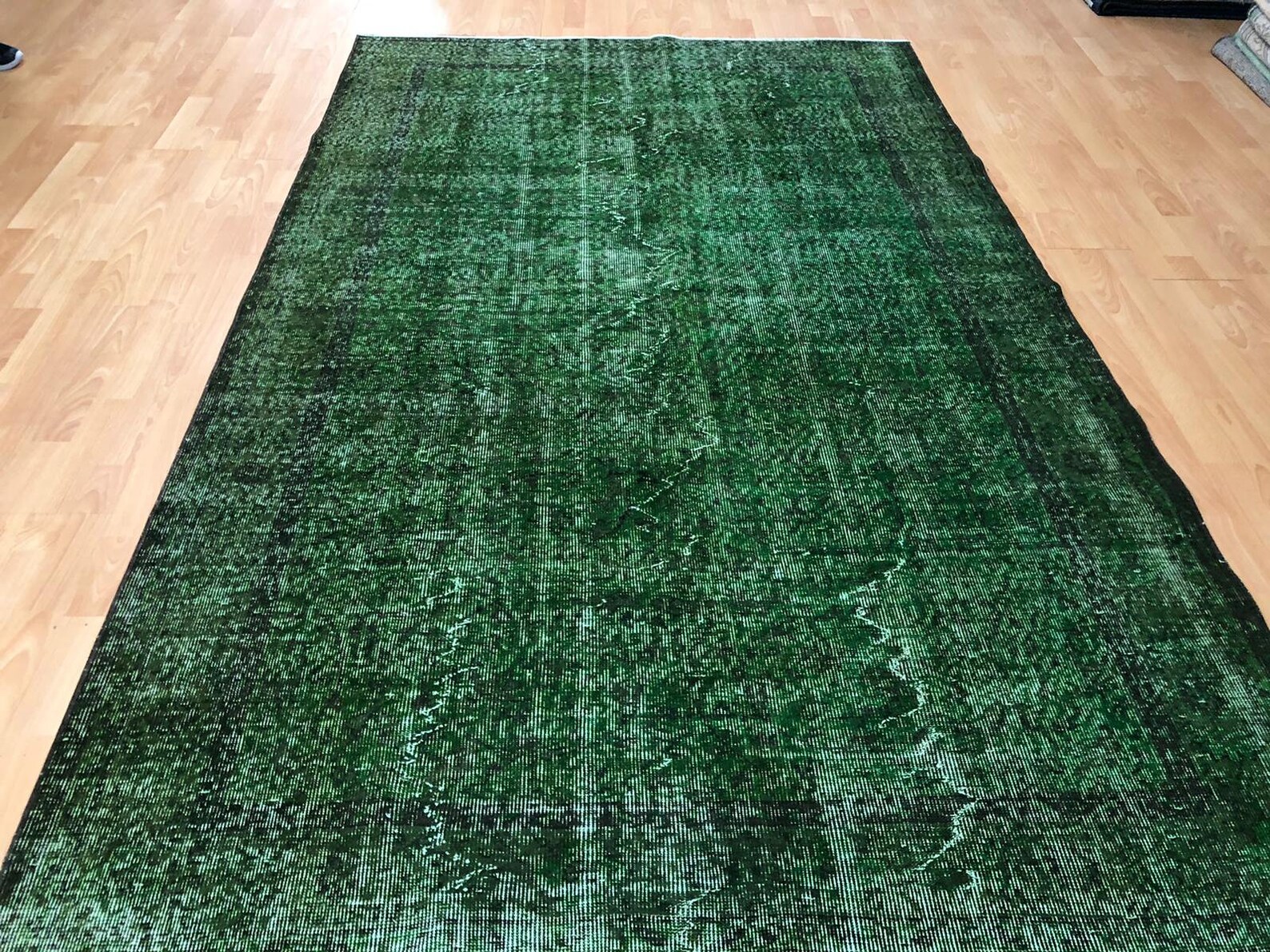 Handmade Carpet Area Rug Vintage Oriental Rug Green Black Etsy