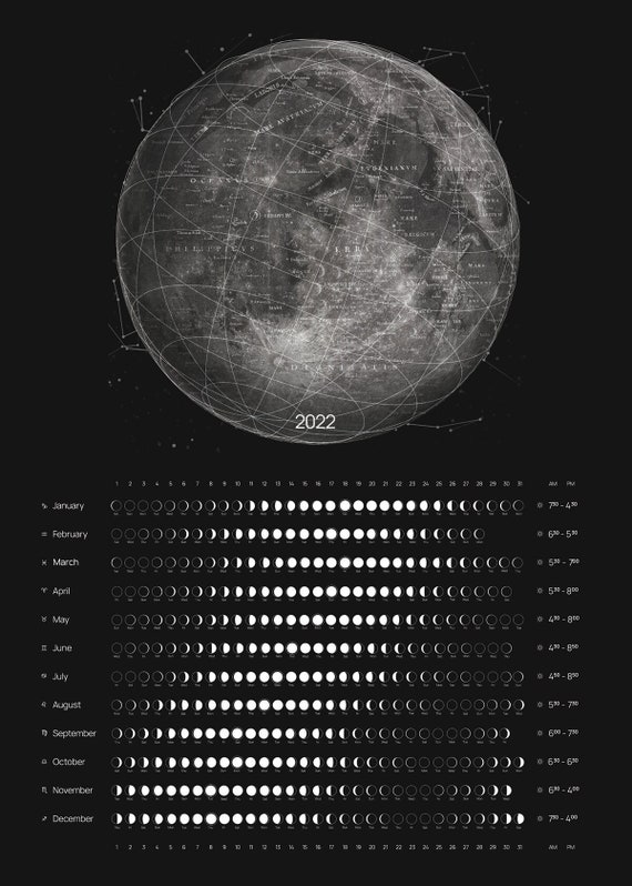 December Lunar Calendar 2022 Lunar Calendar 2022 | Etsy Singapore