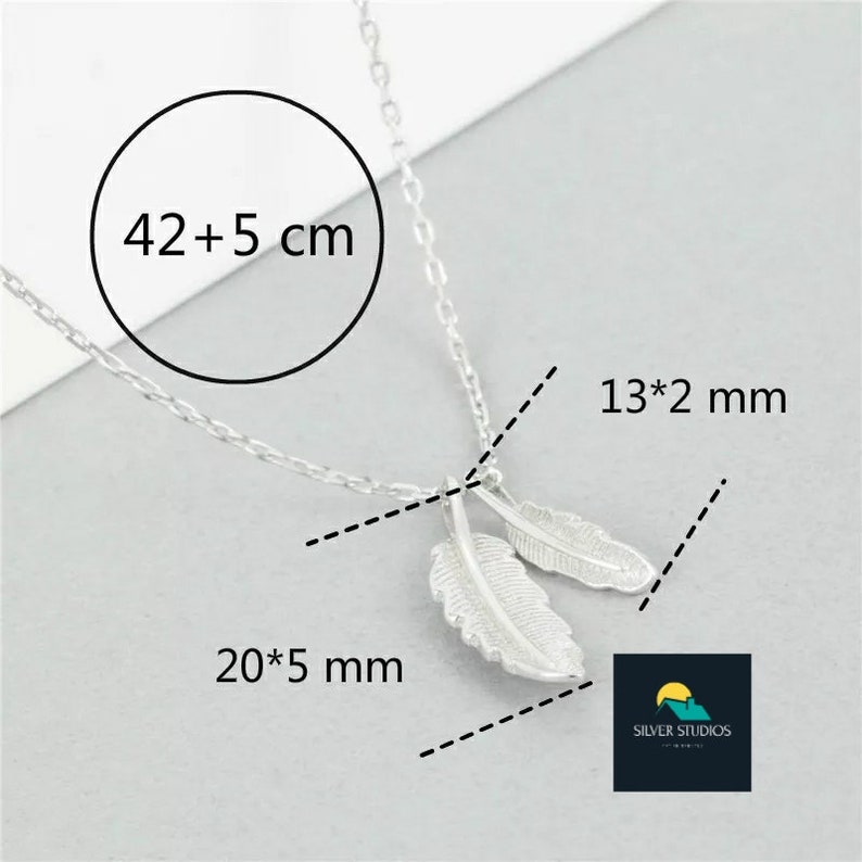 Double Feather Pure Sterling Silver Necklace Pendant