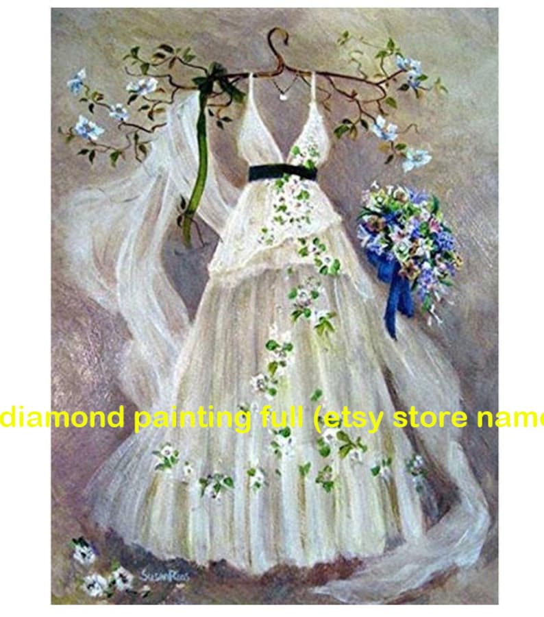 wedding dress diamond painting flower daimond embroidery pictures bridal shower diamamt mosaic stickers wall decal canvas paint poster gift