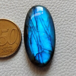 50 CRT Very Rare Blue Labradorite Cabochon, Loose Gemstone 38x19x7.5 mm  Wire Wrap Jewelry Making Gemstone Oval Labradorite