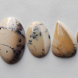 Lote de 3 peças de pedra preciosa de ágata dendrita de mel natural, joias artesanais de formato misto, cabochão solto de ágata dendrita