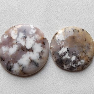 Lote de 2 peças de pedra preciosa de ágata dendrita de mel natural, joias artesanais de formato redondo, cabochão solto de ágata dendrita