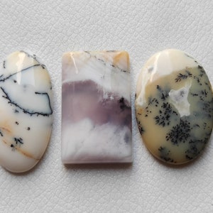 Lote de 3 peças de pedra preciosa de ágata dendrita de mel natural, joias artesanais de formato misto, cabochão solto de ágata dendrita
