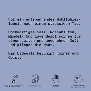 Naturkosmetik Badesalz mit Lavendel und Rosenblüten vegan & bio handgemacht in Deutschland ohne Plastik Bild 5