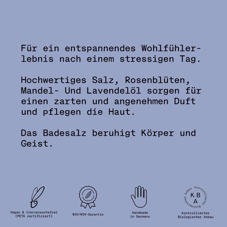 Naturkosmetik Badesalz mit Lavendel und Rosenblüten vegan & bio handgemacht in Deutschland ohne Plastik Bild 5