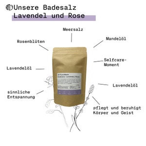 Naturkosmetik Badesalz mit Lavendel und Rosenblüten vegan & bio handgemacht in Deutschland ohne Plastik Bild 3