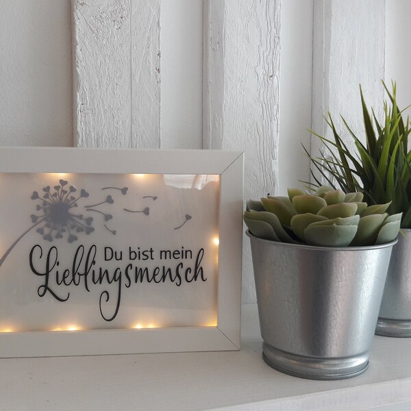 beleuchteter Bilderrahmen mit Spruch, Geschenk, Dekoartikel, Bild, Leuchtrahmen, Deko, Geschenk, Lampe, Wanddeko, Wohnaccessoires