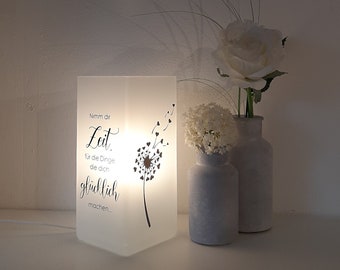 Lampe mit Spruch,Nimm dir Zeit..., Tischlampe, Spruch, Deko, Wohnaccessoires, Geschenk, Lampe