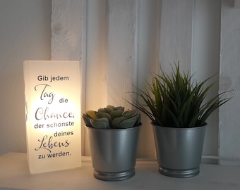 Lampe mit Spruch, Lampe, Tischlampe, Spruch, Deko, Wohnaccessoires, Geschenk