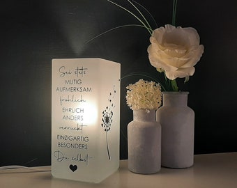 Lampe mit Spruch, Lampe, Tischlampe, Spruch, Deko, Wohnaccessoires, Geschenk, Sei stets...