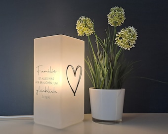 Lampe mit Spruch, Familie, Tischlampe, Spruch, Deko, Wohnaccessoires, Geschenk, Lampe, Weihnachten, Familienlampe, Leuchte