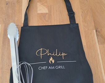 Personalisierte Grillschürze | BBQ Geschenk |Geschenk Papa | Geschenk Mann | Grillschürze | Chef am Grill | Grillgeschenk