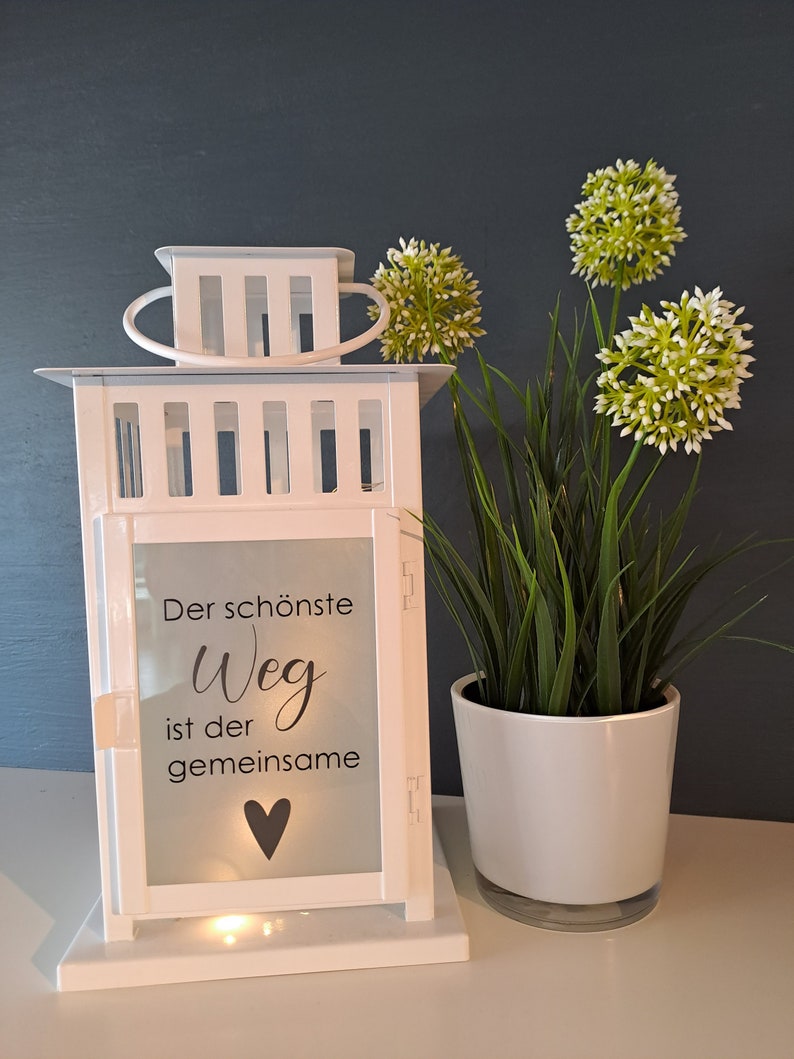 Laterne mit Spruch, Geschenk, Deko, Hochzeitstag, Wohnaccessoires, Gartendeko, Hochzeitsgeschenk, Personalisiertes Geschenk Bild 4