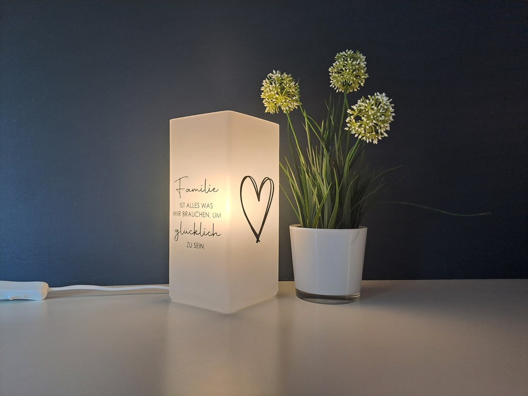 Lampe mit Spruch, Familie, Tischlampe, Spruch, Deko, Wohnaccessoires
