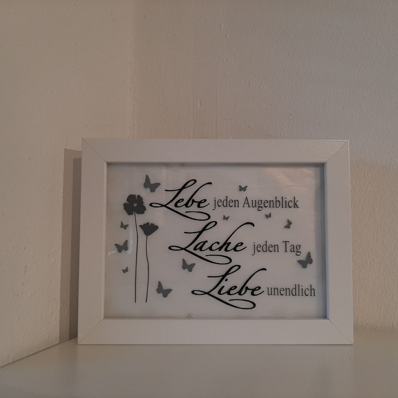 Beleuchteter Bilderrahmen mit Spruch Lebe Lache Liebe Etsy