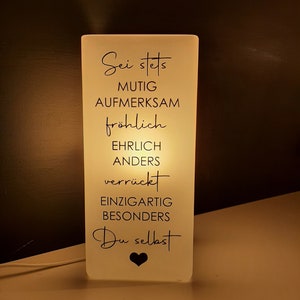 Lampe mit Spruch, Lampe, Tischlampe, Spruch, Deko, Wohnaccessoires, Geschenk, Sei stets... Bild 4