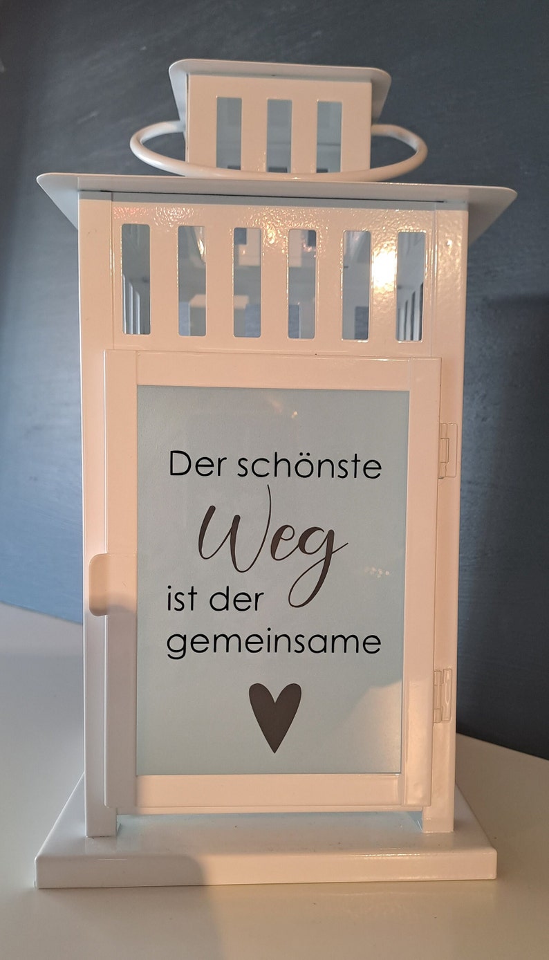 Laterne mit Spruch, Geschenk, Deko, Hochzeitstag, Wohnaccessoires, Gartendeko, Hochzeitsgeschenk, Personalisiertes Geschenk Bild 7