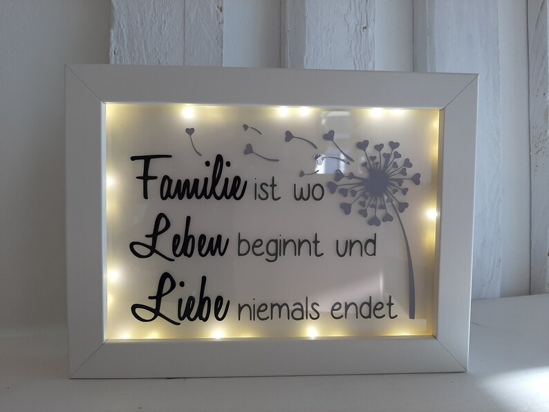 Beleuchteter Bilderrahmen mit Spruch Familie ist Etsy