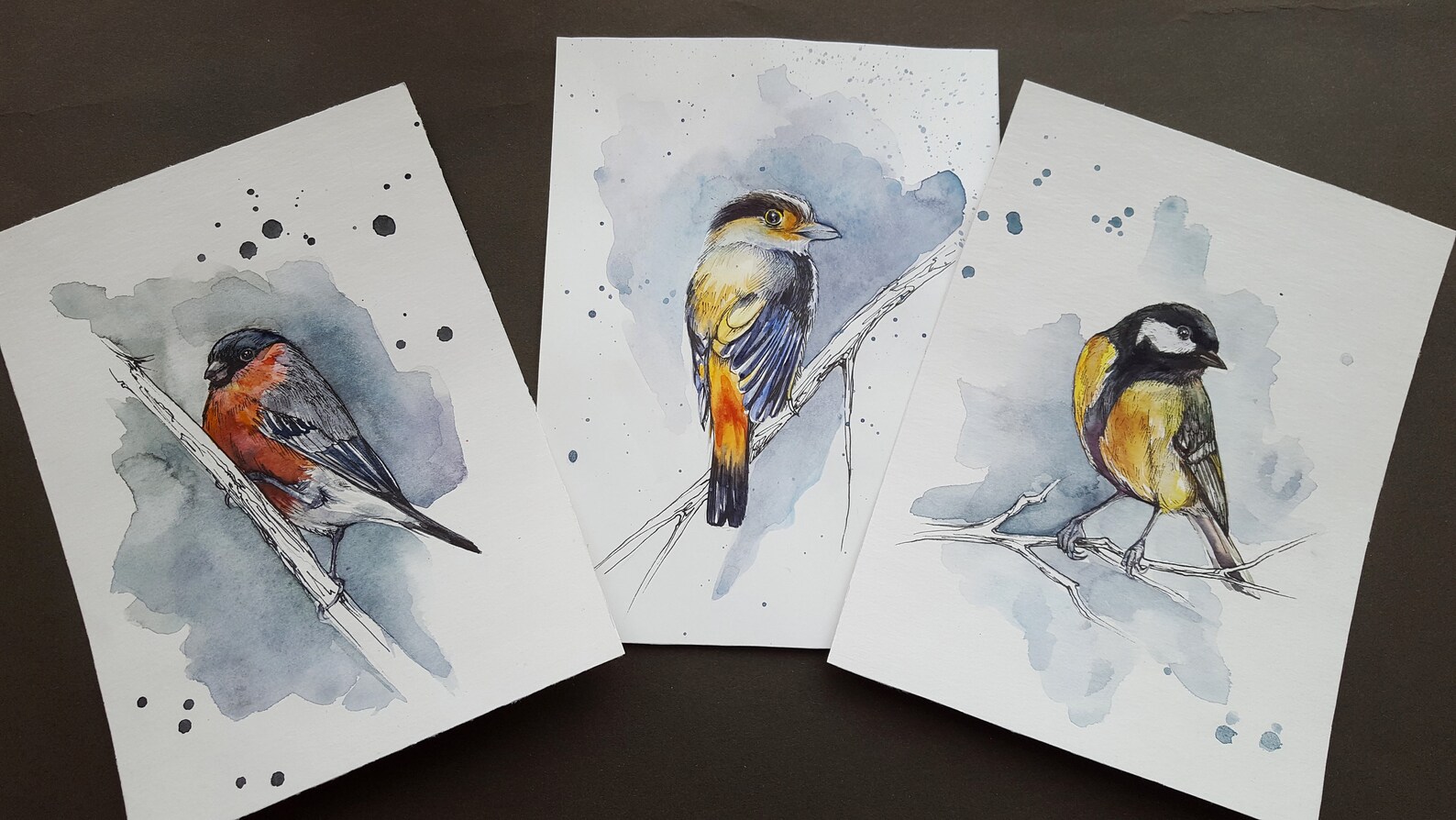Vogel auf einem Ast ORIGINAL-Aquarell | Etsy