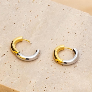 Brinco de argola banhado a ouro 18k, brincos minimalistas para o dia a dia, brinco de argola de ouro, brincos de declaração, presente para namorada, mãe