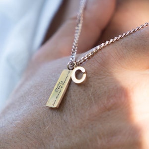 Collar con nombre de texto personalizado a prueba de agua para hombres, colgante de barra con nombre personalizado, collar con nombre personalizado grabado para hombres imagen 2