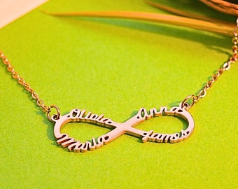 Personalisierte Infinity-Halskette mit Namen, Mehrere Namen Halskette, Individuelle Infinity-Halskette, Muttertagsgeschenk Halskette