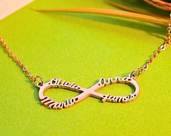 Personalized Infinity Name Necklace, Stainless Steel, Mother's Day Gift