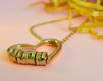 Collier prénom personnalisé en perles en forme de coeur, collier femme gravé à personnaliser, collier en or pour couple de famille, collier cadeau pour elle