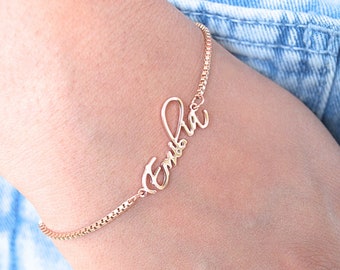 Pulsera de nombre ajustable personalizada, pulsera de placa de identificación personalizada para mujeres, joyería hecha a mano personalizada, regalos personalizados para ella