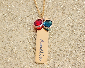 Personalisierte Text Name Birthstone Halskette für Frauen, maßgeschneiderte Name Schmuck, gravierte benutzerdefinierte Name Halskette, personalisierte Geburtstagsgeschenk