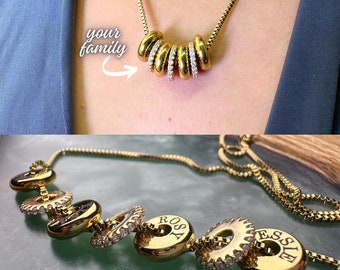 Nom de famille personnalisé gravé couple collier personnalisé pour femme maman collier argent or délicat collier bijoux cadeau de Noël pour elle