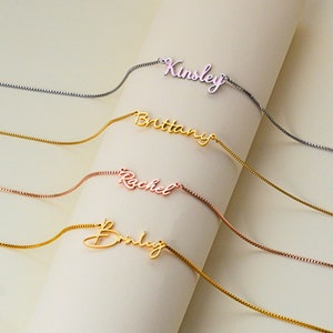 Collar con nombre personalizado bañado en oro de 18 quilates, collar con nombre personalizado, joyas de regalo personalizadas, regalos de cumpleaños para ella