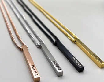 Gepersonaliseerde Bar ketting voor mannen, gegraveerde aangepaste naam Bar ketting, aangepaste naam hanger, gepersonaliseerde sieraden cadeau voor mannen vriendje