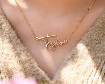 Personalized 18K Gold Plated Name Necklace, Custom Minimalist Name Necklace, Personalized Jewelry, Wedding Anniversary Gift, Valentine Gift