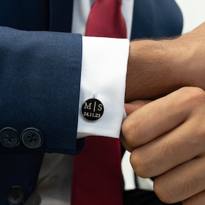 Gemelos con nombre personalizado para hombres, gemelos con letras con nombre de iniciales personalizadas, regalo para padrinos de boda, regalo para papá del día del padre