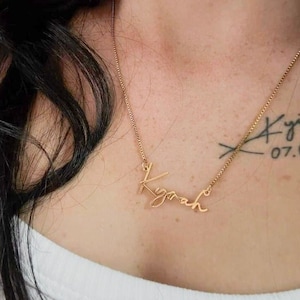 Collar con nombre personalizado chapado en oro de 18 quilates, collar con nombre minimalista personalizado, joyas personalizadas, regalos de cumpleaños para ella, regalo de Navidad