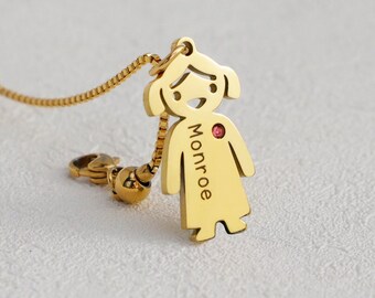 Collar personalizado para mamá con nombres de niños, collar con dijes con nombre de niños grabado personalizado, collar de piedra de nacimiento familiar, regalo para mamá e hija