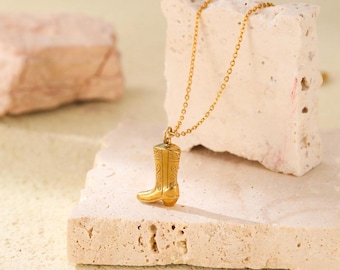 18K Gold Plated Cowboy Boot Charm Necklace
