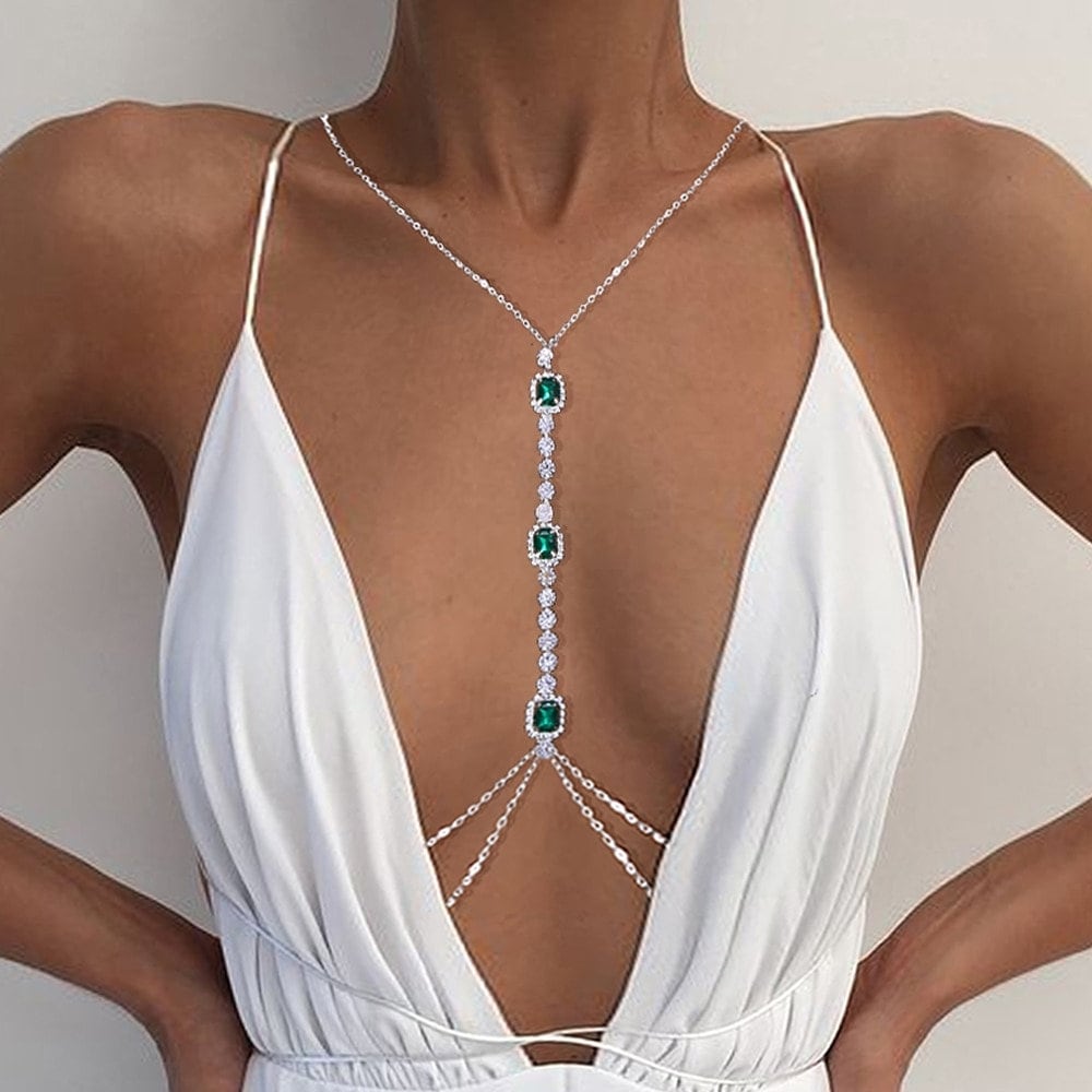 Women Boho Chain green Stone Body Chain Body Jewellery Etsy Australia