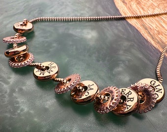 Personalized Family Name Disc Necklace, Engraved Jewelry Gift