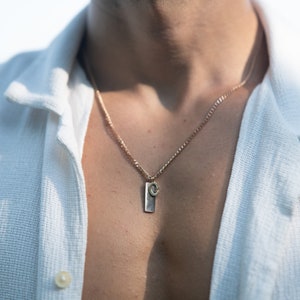 Collar con nombre de texto personalizado a prueba de agua para hombres, colgante de barra con nombre personalizado, collar con nombre personalizado grabado para hombres imagen 7