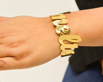 Bracelet manchette prénom réglable personnalisé, jonc prénom personnalisé pour femme, bracelet prénom personnalisé, cadeau Saint-Valentin pour sa femme