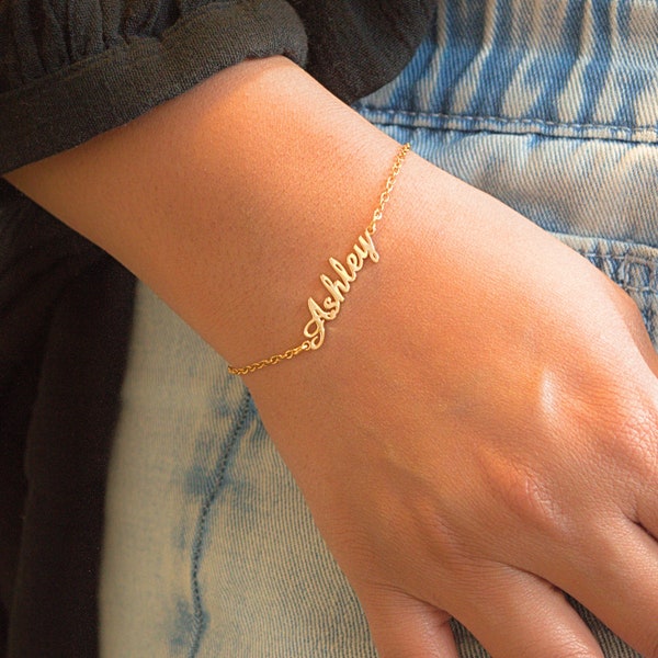 Personalized Custom Name Bracelet / Gold Silver Rose Gold Dainty Friendship Bracelet / Minimalist Name Personalized Jewelry Gift For Her Mom