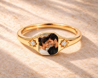 SoulFrame Personalized Photo Ring, Custom Picture Ring, Memorial Jewellery, Photo Keepsake Ring, Personalized Jewellery Gift for Her