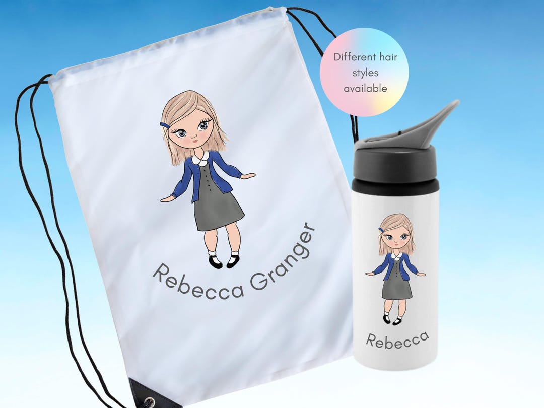 Back to School PE Bag, Personalised Gym Bag, Girls Pump Bag, Blue ...