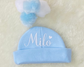 Tiny baby hats, personalised premature baby hat, hat for prem baby boy,  baby girl, hospital set, new born, new baby, small baby, pink, blue