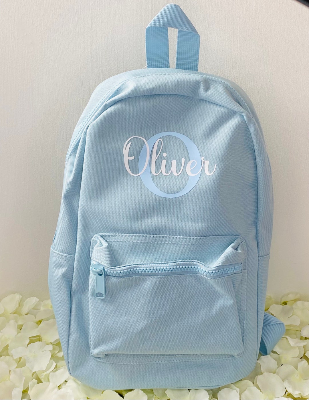 Personalised Back Pack Pale Blue Back Pack Bag With Name On - Etsy UK