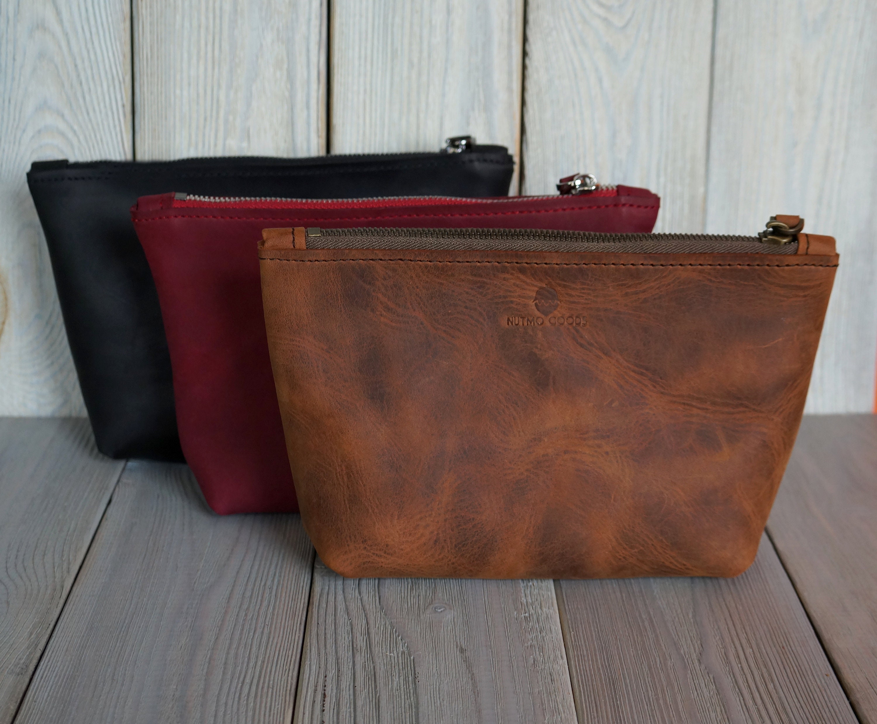 Personalized Leather makeup bagLeather cosmetic bagLeather Etsy