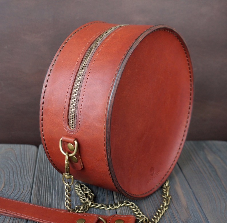 Leather Round Bag Leather Round Purse Round Crossbody Bag Etsy